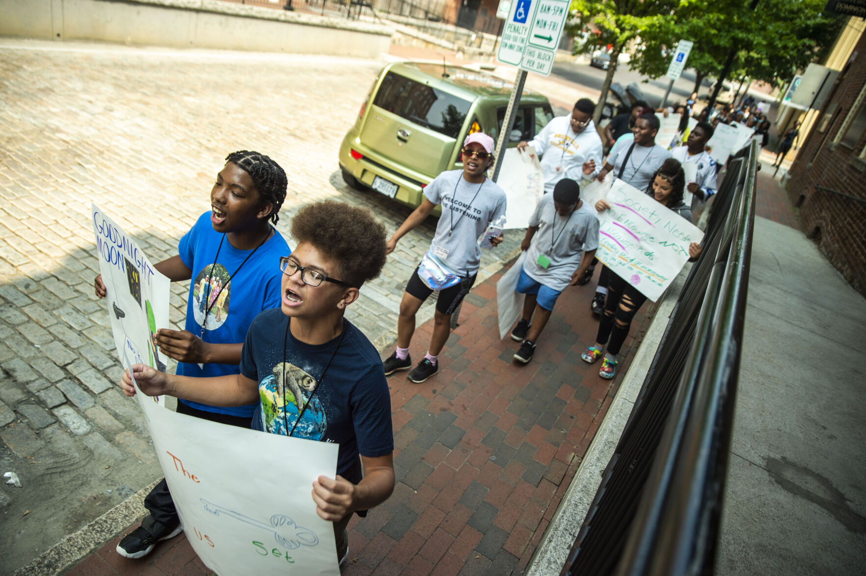 The Listening's Freedom School program march along Jefferson Street